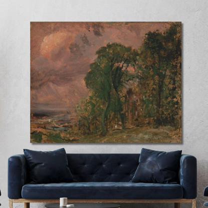 Una Vista Di Hampstead Con Tempo Tempestoso John Constable jcn8 quadro stampato su tela