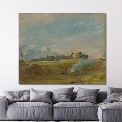 Hampstead Heath Con Un Falò John Constable jcn46 quadro stampato su tela