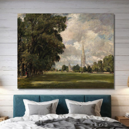Cattedrale Di Salisbury Da Lower Marsh Close John Constable jcn69 quadro stampato su tela