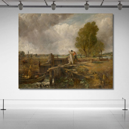 Studio Di Una Barca Che Passa Una Chiusa John Constable jcn83 quadro stampato su tela