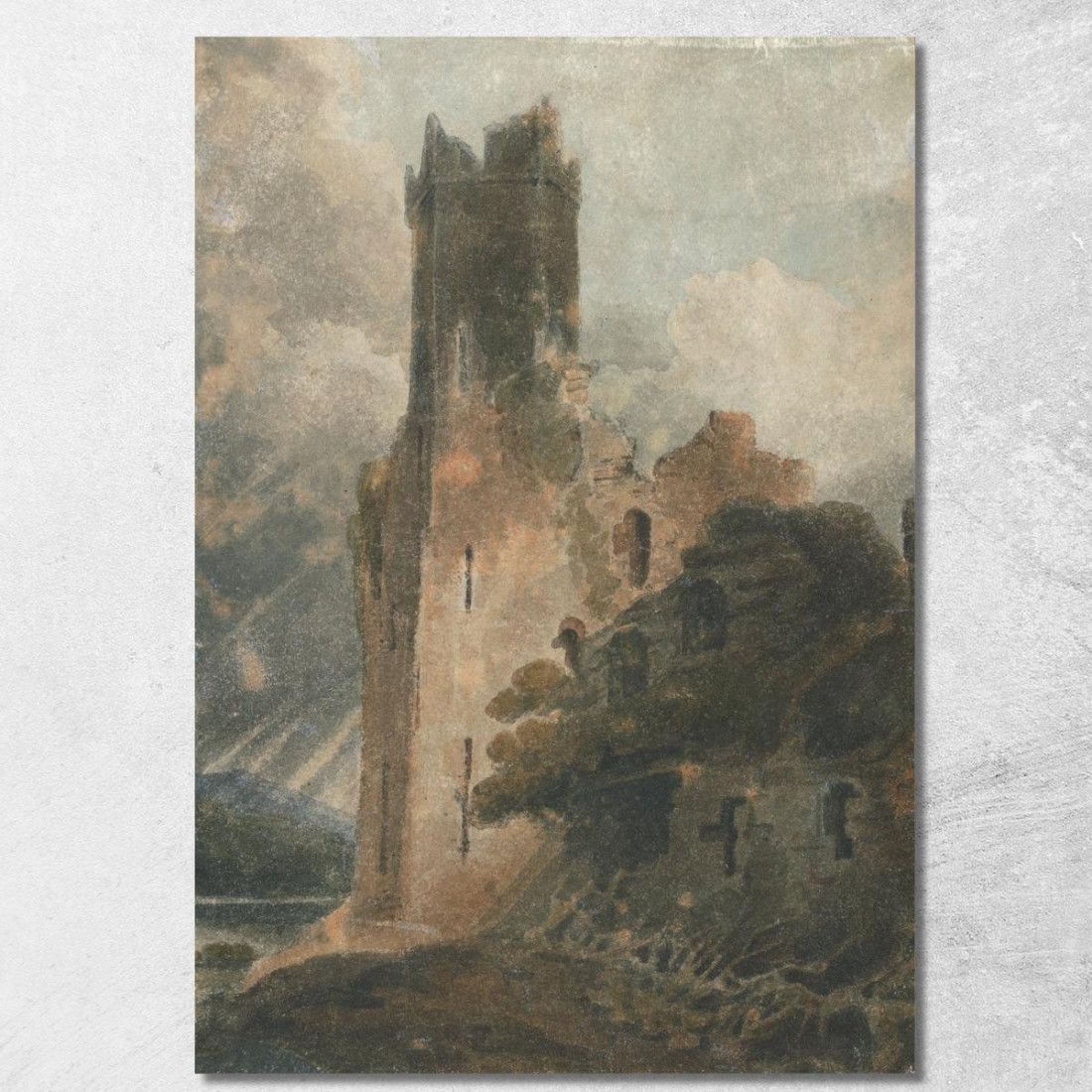 Una Torre Del Castello Di Caernarvon John Sell Cotman jsc1 quadro stampato su tela Una Torre Del Castello Di Caernarvon John Sell Cotman jsc1 quadro stampato su tela