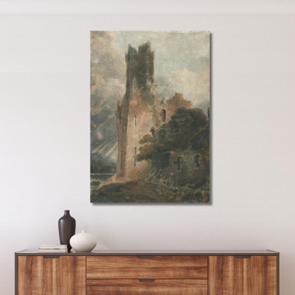 Una Torre Del Castello Di Caernarvon John Sell Cotman jsc1 quadro stampato su tela