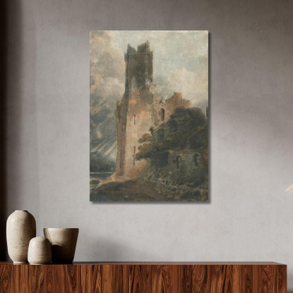 Una Torre Del Castello Di Caernarvon John Sell Cotman jsc1 quadro stampato su tela