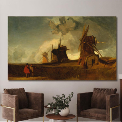 Mulini Di Drenaggio Nelle Paludi Di Crowland Lincolnshire John Sell Cotman jsc19 quadro stampato su tela