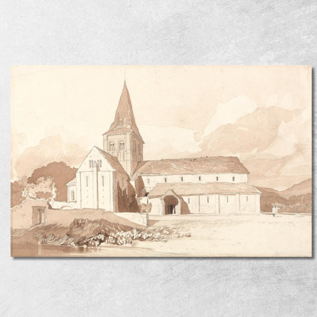 Notre Dame Sur L'Eau A Domfront Normandia John Sell Cotman jsc43 quadro stampato su tela Notre Dame Sur L'Eau A Domfront Normandia John Sell Cotman jsc43 quadro stampato su tela