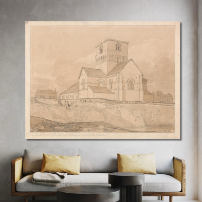 Vista Sud-Est Della Chiesa Di Léry Vicino A Pont-De-L'Arche Normandia John Sell Cotman jsc50 quadro stampato su tela