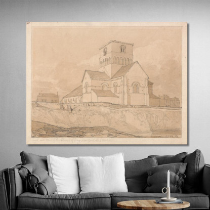Vista Sud-Est Della Chiesa Di Léry Vicino A Pont-De-L'Arche Normandia John Sell Cotman jsc50 quadro stampato su tela