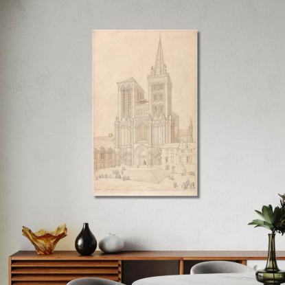 San Pietro A Lisieux Normandia Facciata Ovest John Sell Cotman jsc52 quadro stampato su tela