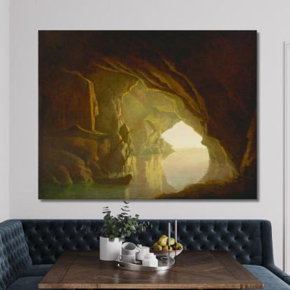 Una Grotta Nel Golfo Di Salerno Al Tramonto Joseph Wright of Derby jwd2 quadro stampato su tela