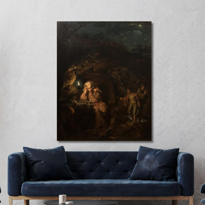 Un Filosofo Alla Luce Della Lampada Joseph Wright of Derby jwd5 quadro stampato su tela