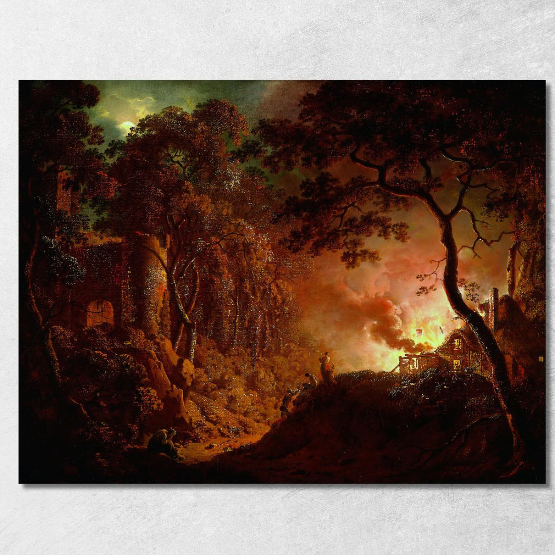 Cottage In Fiamme Joseph Wright of Derby jwd10 quadro stampato su tela Cottage In Fiamme Joseph Wright of Derby jwd10 quadro stampato su tela