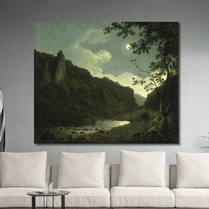 Dovedale Al Chiaro Di Luna Joseph Wright of Derby jwd12 quadro stampato su tela