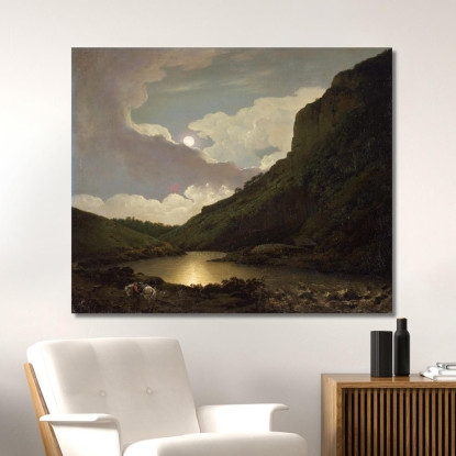 Matlock Tor Al Chiaro Di Luna Joseph Wright of Derby jwd27 quadro stampato su tela