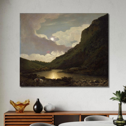 Matlock Tor Al Chiaro Di Luna Joseph Wright of Derby jwd27 quadro stampato su tela