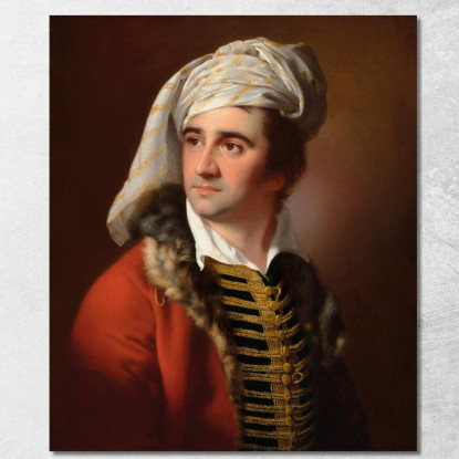 Ritratto Di Un Gentiluomo Con Cappotto Rosso Bordato Di Pelliccia Joseph Wright of Derby jwd35 quadro stampato su tela