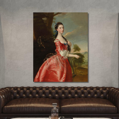 Ritratto Di Miss Ann Carver Davanti A Un Paesaggio Joseph Wright of Derby jwd44 quadro stampato su tela