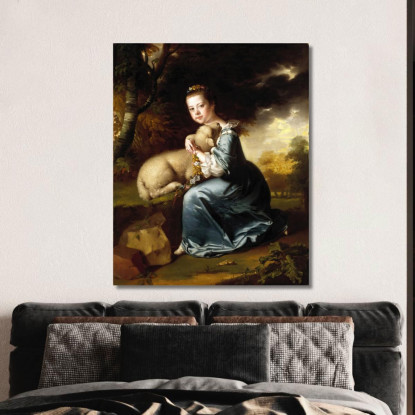 Ritratto Di Miss Frances Warren Joseph Wright of Derby jwd45 quadro stampato su tela