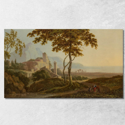 Veduta Di San Felice Circeo Vicino A Gaeta Joseph Wright of Derby jwd66 quadro stampato su tela