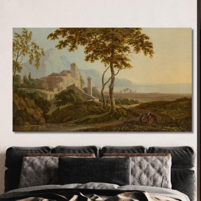 Veduta Di San Felice Circeo Vicino A Gaeta Joseph Wright of Derby jwd66 quadro stampato su tela