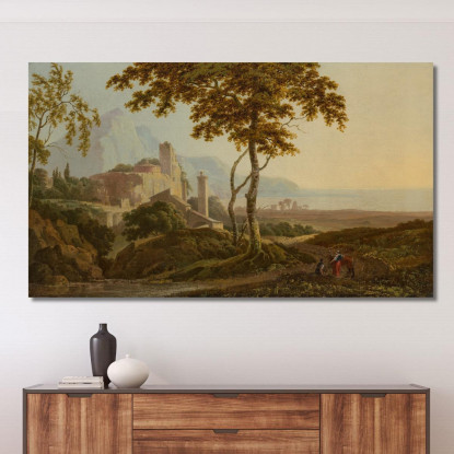 Veduta Di San Felice Circeo Vicino A Gaeta Joseph Wright of Derby jwd66 quadro stampato su tela