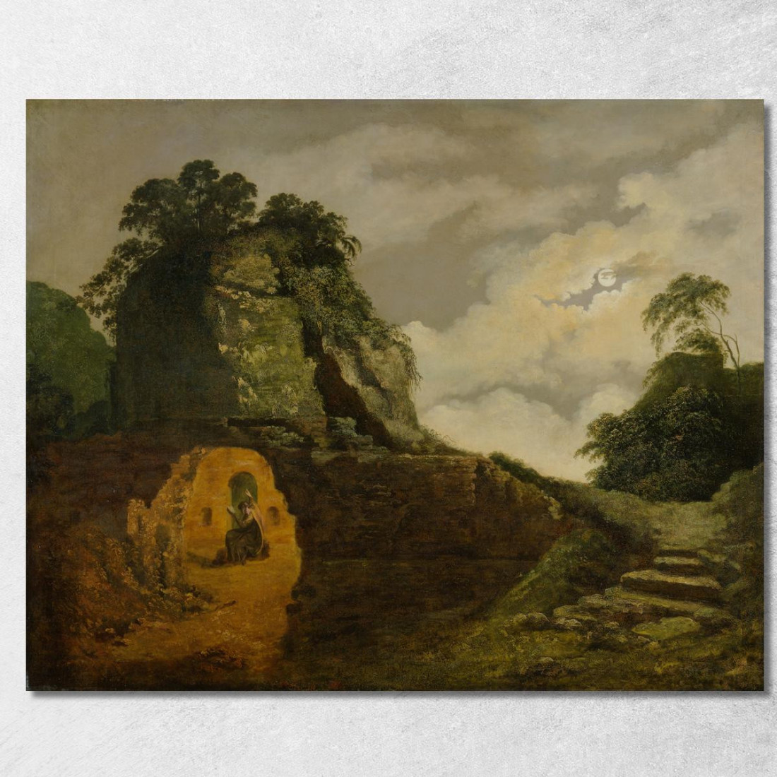 La Tomba Di Virgilio Al Chiaro Di Luna Con Silio Italico Joseph Wright of Derby jwd67 quadro stampato su tela