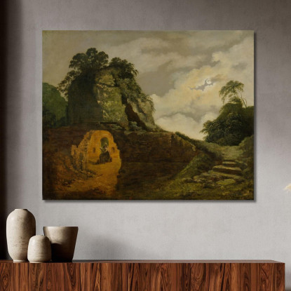 La Tomba Di Virgilio Al Chiaro Di Luna Con Silio Italico Joseph Wright of Derby jwd67 quadro stampato su tela