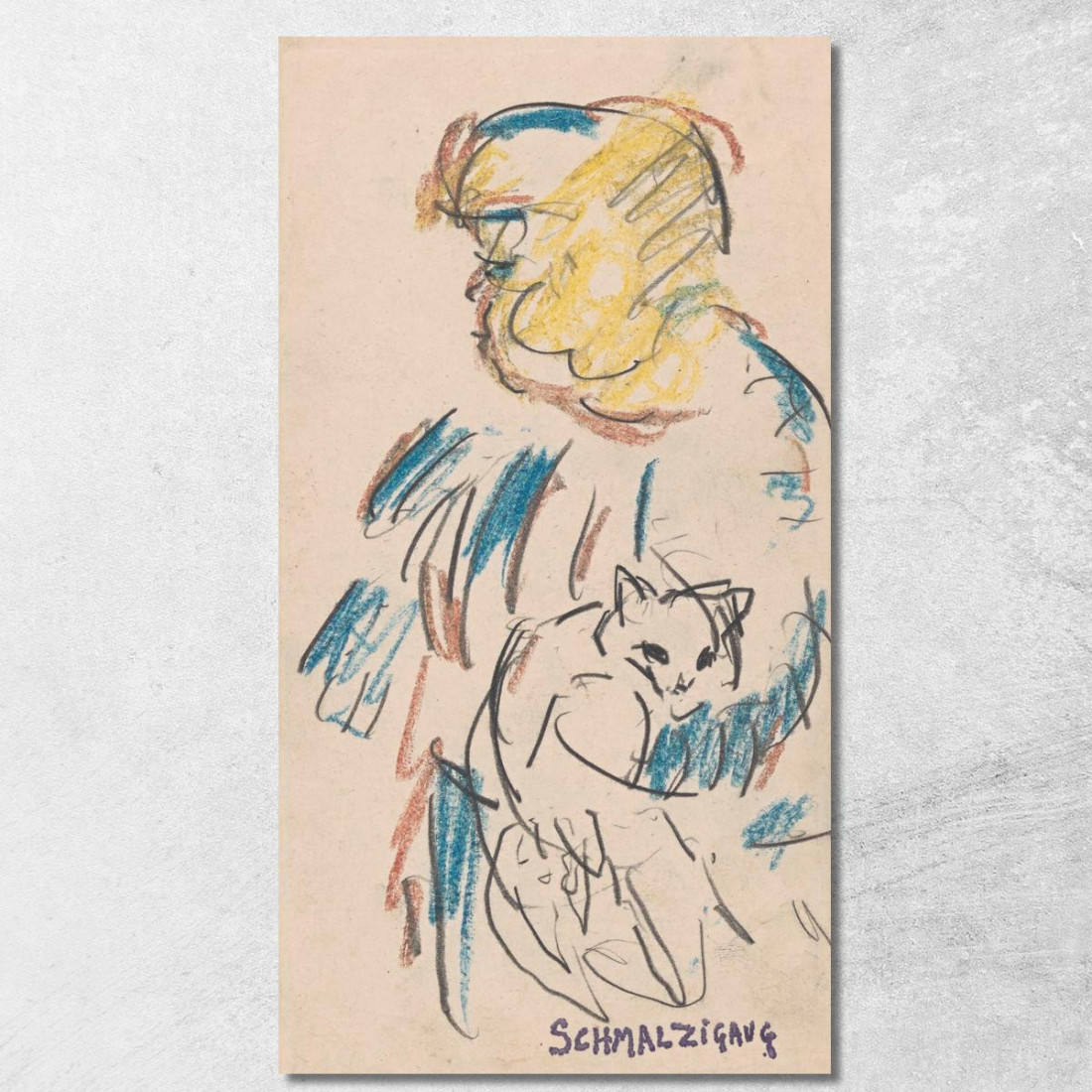 Ragazza Con Gatto Jules Schmalzigaug jsh11 quadro stampato su tela Ragazza Con Gatto Jules Schmalzigaug jsh11 quadro stampato su tela