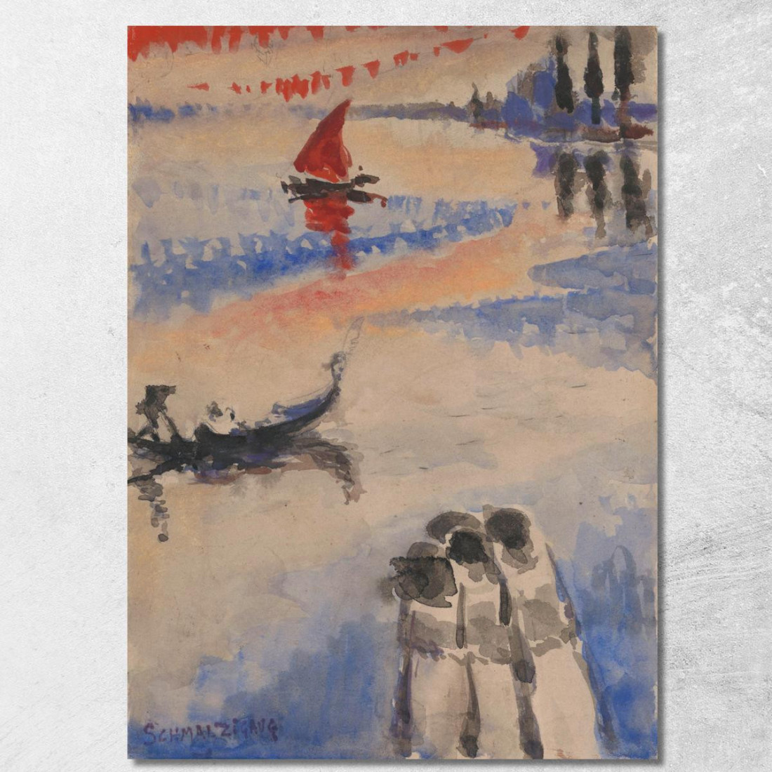 Barca A Vela Rossa E Gondola Jules Schmalzigaug jsh16 quadro stampato su tela Barca A Vela Rossa E Gondola Jules Schmalzigaug jsh16 quadro stampato su tela