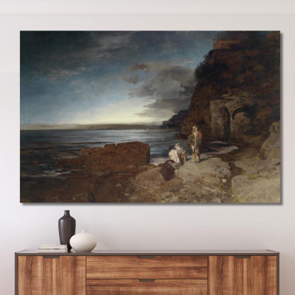 Sera Sulla Costa Oswald Achenbach oac4 quadro stampato su tela
