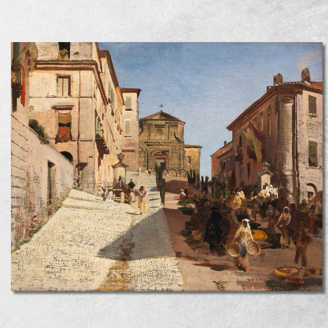 Veduta Di Genzano Con La Chiesa Di Santa Maria Della Cima Oswald Achenbach oac8 quadro stampato su tela Veduta Di Genzano Con La Chiesa Di Santa Maria Della Cima Oswald Achenbach oac8 quadro stampato su tela
