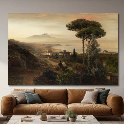 Veduta Del Vesuvio Oswald Achenbach oac11 quadro stampato su tela