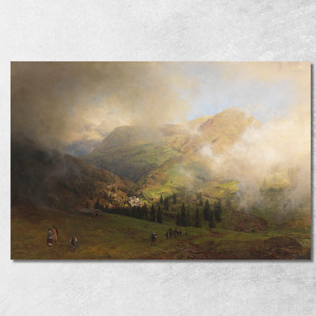 Veduta Del Monte Rigi Oswald Achenbach oac12 quadro stampato su tela Veduta Del Monte Rigi Oswald Achenbach oac12 quadro stampato su tela