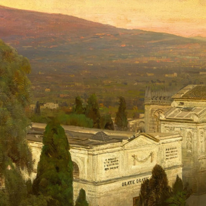 Campo Santo A Poggioreale Con Il Vesuvio Sullo Sfondo Oswald Achenbach oac14 quadro stampato su tela