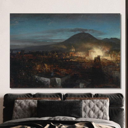 Fuochi D'Artificio A Torre Annunziata Oswald Achenbach oac16 quadro stampato su tela