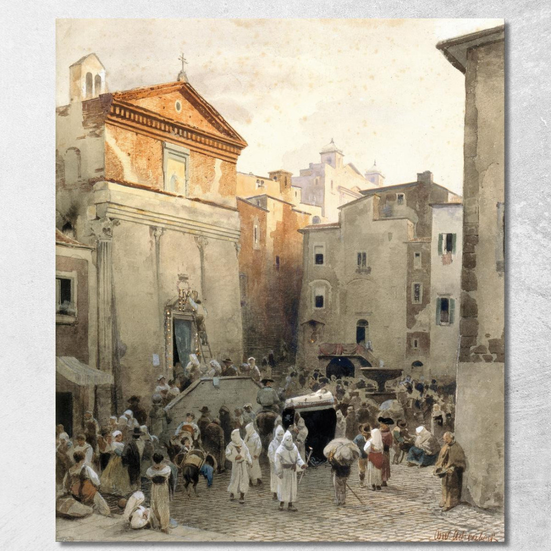 Funerale A Palestrina Oswald Achenbach oac18 quadro stampato su tela Funerale A Palestrina Oswald Achenbach oac18 quadro stampato su tela