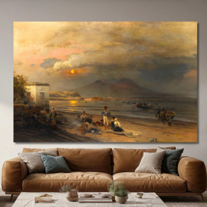 Golfo Di Napoli Oswald Achenbach oac20 quadro stampato su tela