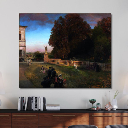Nel Parco Di Villa Borghese Oswald Achenbach oac23 quadro stampato su tela