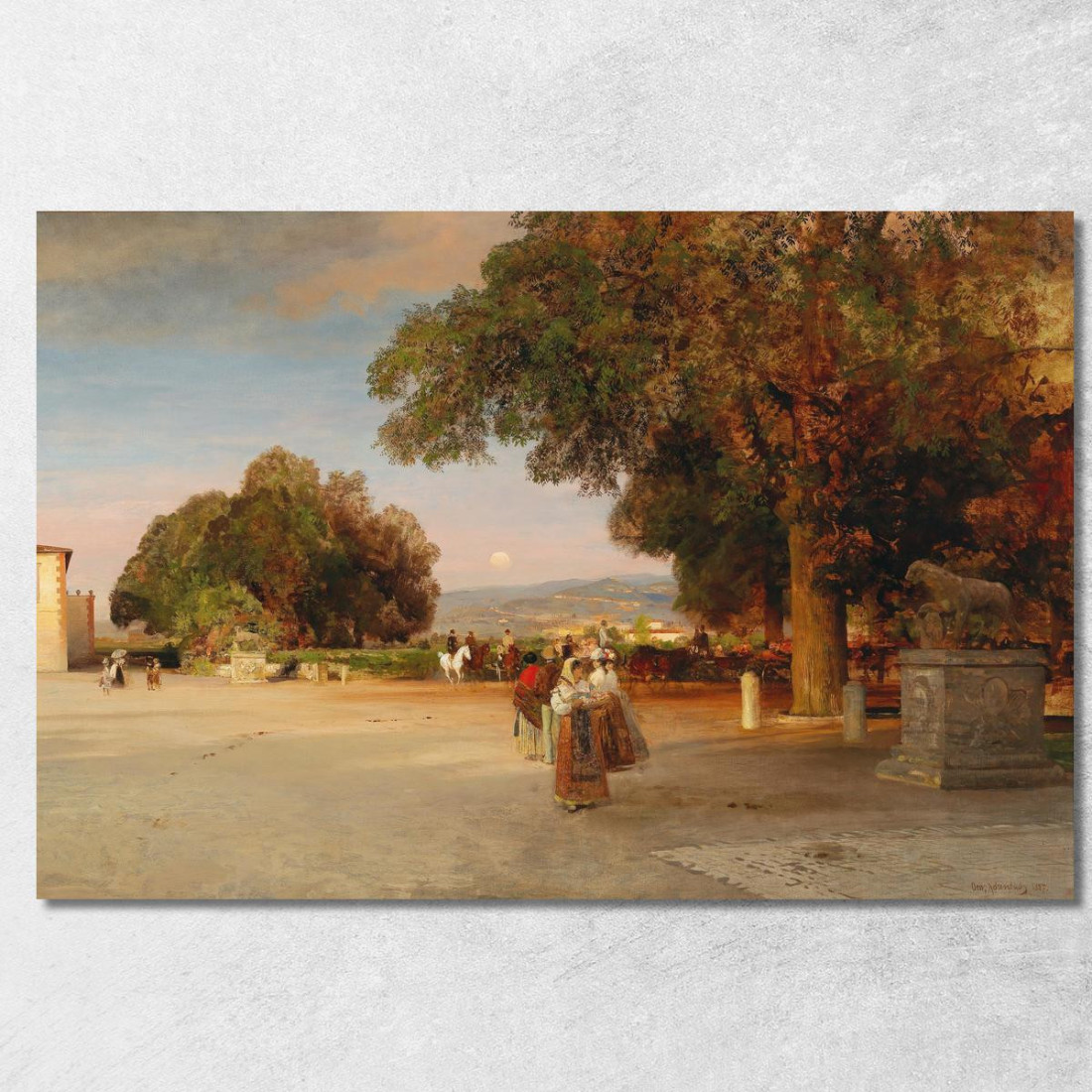 Scena Al Crepuscolo Sulla Terrazza Di Villa Grazioli A Grottaferrata Oswald Achenbach oac28 quadro stampato su tela Scena Al Crepuscolo Sulla Terrazza Di Villa Grazioli A Grottaferrata Oswald Achenbach oac28 quadro stampato su tela
