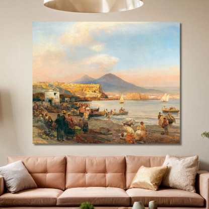 Tramonto Nella Baia Di Napoli Oswald Achenbach oac30 quadro stampato su tela