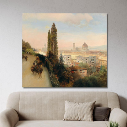 Vista Di Firenze Oswald Achenbach oac36 quadro stampato su tela