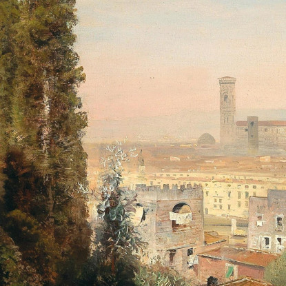Vista Di Firenze Oswald Achenbach oac36 quadro stampato su tela