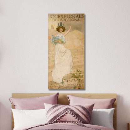 Jocs Florals Di Barcellona. Feste Del Cinquantenario Ramón Casas rcs16 quadro stampato su tela
