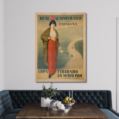 Real Automòbil-Club De Catalunya. Coppa Tibidabo Ramón Casas rcs34 quadro stampato su tela