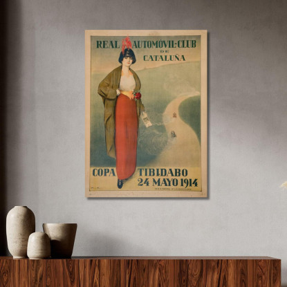 Real Automòbil-Club De Catalunya. Coppa Tibidabo Ramón Casas rcs34 quadro stampato su tela