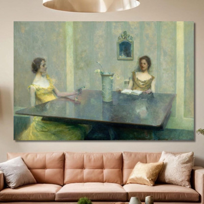 Una Lettura Thomas Wilmer Dewing twd1 quadro stampato su tela