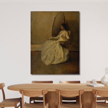 Donna In Bianco N. 1 Thomas Wilmer Dewing twd12 quadro stampato su tela
