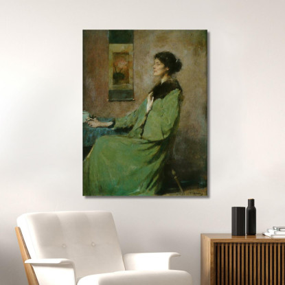Ritratto Di Una Donna Con Una Rosa Thomas Wilmer Dewing twd19 quadro stampato su tela