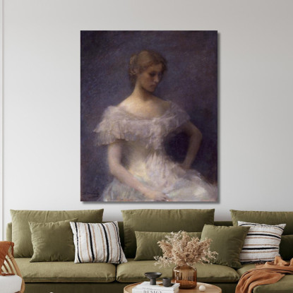 Giovane Ragazza Seduta Thomas Wilmer Dewing twd39 quadro stampato su tela
