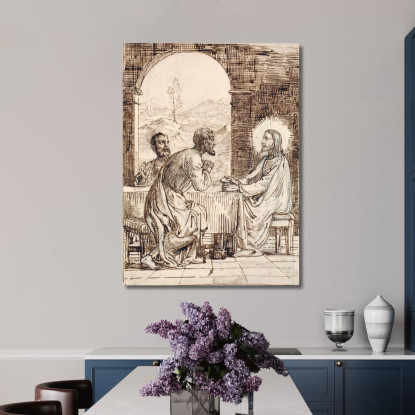 Cristo A Emmaus Wilhelm Marstrand wmr11 quadro stampato su tela