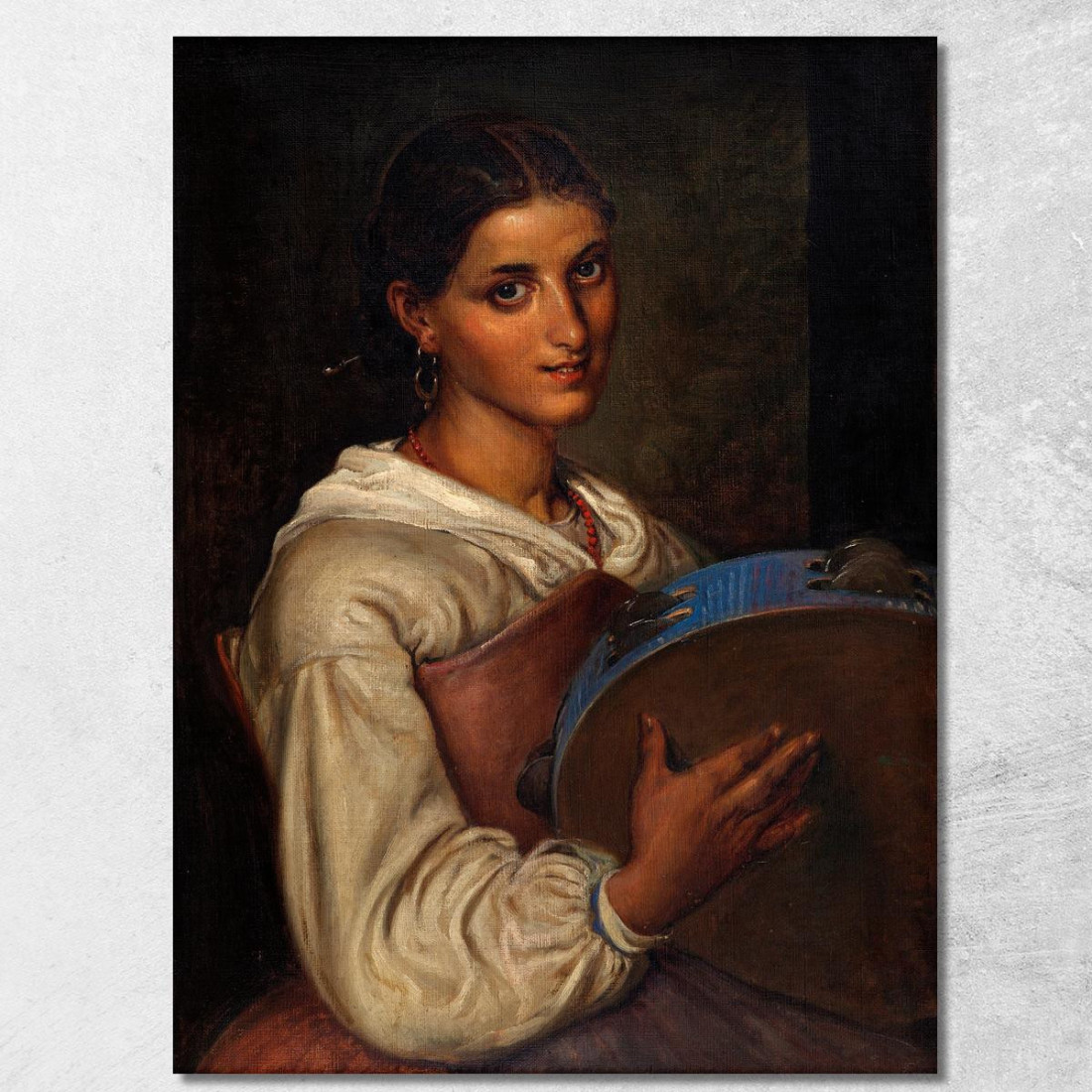Ragazza Italiana Con Un Tamburello Blu Wilhelm Marstrand wmr30 quadro stampato su tela Ragazza Italiana Con Un Tamburello Blu Wilhelm Marstrand wmr30 quadro stampato su tela